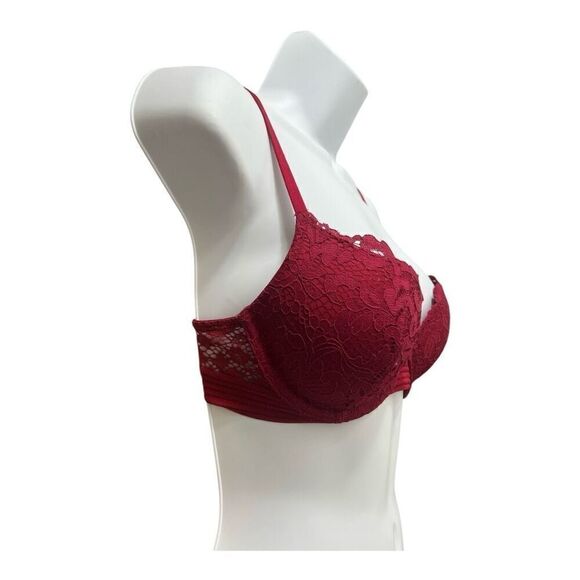Victorias Secret Very Sexy Push-Up Bra Size 32C Red Burgundy Underwire Lingerie - Picture 2 of 12